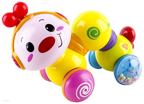 Early Education 6 Month + Olds Baby Toy Press And Crawl Inchworm Baby Toy with Lights and Music for Children & Kids Boys and Girls