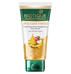 Biotique Apple Cider Vinegar Deep Cleansing Face Wash for All Skin Types, 150ml | Deep Cleansing & Exfoliation | 100% Botanical Extracts