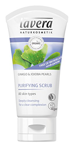 lavera Purifying Scrub · Deeply Cleansing · For All Skin Types · Jojoba Pearls · Vegan ? Organic Skin Care ? Natural & Innovative Cosmetics ? 50ml