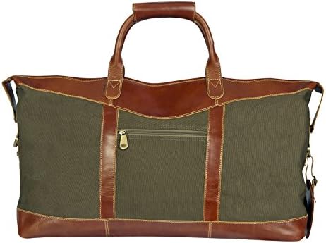 Canyon Outback Pine Canyon 22-Inch Leather and Canvas Duffel Bag, Green, One Size