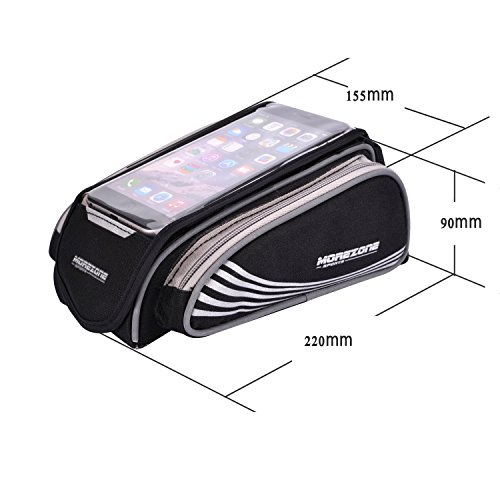 MOREZONE Handys Fahrradtasche Fahrrad Rahmentasche Großes Volumen Fahrradrahmentasche für Smartphone mit Größe unten 5.5 “ - 7