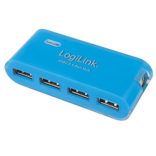 LogiLink 4-Port Hub USB 2.0 mit Netzteil, blau