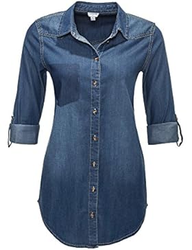 Jacqueline de Yong by ONLY Damen Jeansbluse Langarmbluse Hemdbluse