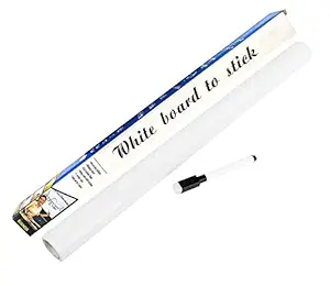 Vaoza White Board Wall Sticker Removable with 1 Sketch Pen for Home School Office College Kitchen Kids ( 45x200cm )