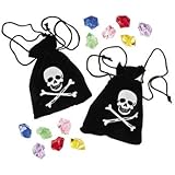 Piraten Schatzbeutel 3 St&uuml;ck je 12 Edelsteine f&uuml;r Piratenparty Palandi&reg;