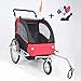 Produktbild Style home® 2 in 1 Fahrradanhänger Kinderanhänger 360° drehbar Vorrad Jogger Buggy Kinderwagen für 1-2 Kinder Radanhänger Transportanhänger mit Kupplung und Beleuchtung (Rot-Weiße)