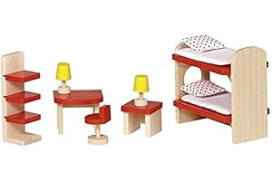 Goki 51719 Puppenmöbel Kinderzimmer, Basic, Natur, Small