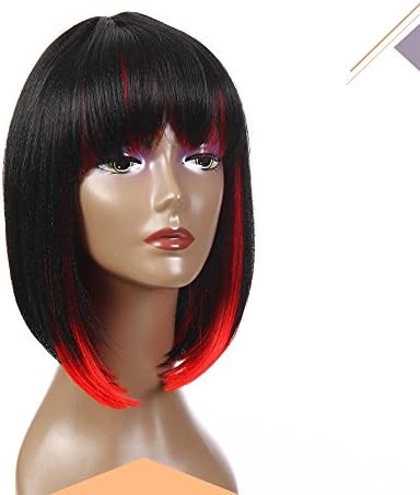 VANGEL Short Straight Blank to Red Color Heat Resist Soft Touch Synthetic Women Bob Wig
