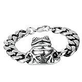Daesar Pulsera Acero Inoxidable Pulsera de Hombre Pulsera Rana Afortunada Pulsera Plata Pulsera...