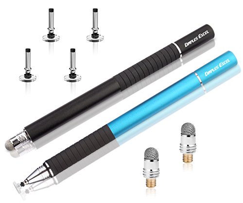 Dimples Excel Präzision Stylus pen Eingabestifte for Ipad Pro Kindle Tablet Touchscreen Smartphone mit Ersatzspitzen (Schwarz + Blau) - 4