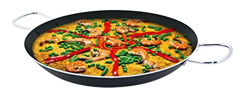 Jata Hogar Paellera per 6 Persone con Fondo diffusore, Alluminio, Nero, 34 cm