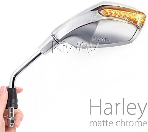 Magazi Fist Chrome LED Turn Signal Mirrors Motorcycle Motorbike for Harley-Davidson Bikes x Pair