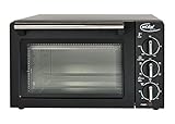  Umluftofen für Pizza bis 26cm mit Doppelvergasung Pizzaofen mit Umluft 1200W Miniofen Minibackofen Braun/Schwarz
