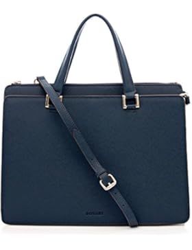 Bovari Victoria Bag Handtasche Schultertasche Umhängetasche (39x29x13 cm) – Saffiano Leder – Blau/Blue/Bleu