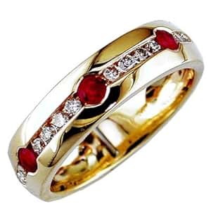 Mens 14K Diamond and Ruby Ring Size 9.5: Amazon.co.uk: Garden & Outdoors