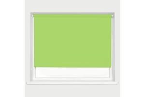 CAECUS Lime Green Blackout Roller Blind Metal Fittings Trimmable UV Protection Thermal Properties Premium Fabric Home Office Bedroom Kids Room Child Safe Easy Fit Green 120cm Width x 160cm Drop