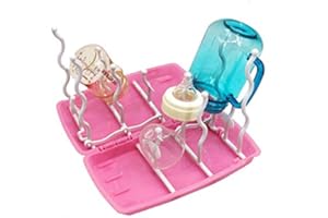 RADIODDITY Foldable Baby Bottle Drying Rack, Collapsible Bottle Holder for Bottle Storage Space,Portable Design for Travel, Pink Color.