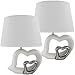 Produktbild BRUBAKER Doppelpack Tisch- oder Nachttischlampen Keramikfuß weiß Hochglanz - Schirm weiß - 37 cm Höhe