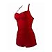Janecrafts Women's Halter Neck Swimuits Rouched Bust Low Cut Jumpsuit Swim Suit Backless Swim Clothing