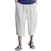 Produktbild UFACE Herren Große Größe Baumwolle Mahal Hosen 7 Hosen Für Schlanke Sporthosen Wadenlangen Leinenhose Baggy Harem Pants(Weiß,4XL)