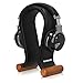 Produktbild Navaris Universal Kopfhörerständer aus Holz mit Kunstleder - Kopfhörer Halter Gaming Headset Halterung - On Ear Headphone Stand - in Schwarz Braun