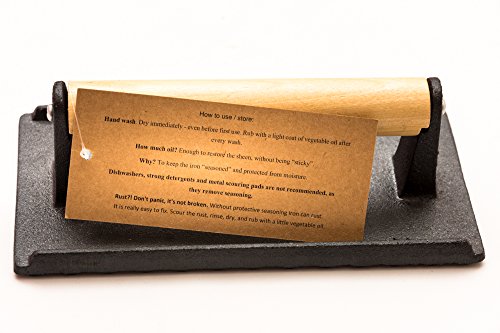 Gusseiserne Burgerpress Rechteckige Form Gewicht von 1 kg 20cm x 10cm x 7cm - 3
