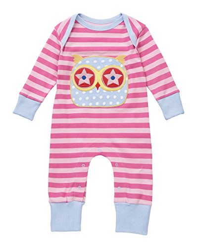 Piccalilly Organic Cotton Pink Baby Girls Owl Applique Romper 12-18 Months