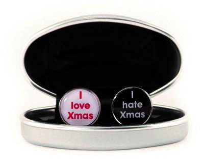Christmas Humourous Cufflinks (I love Xmas/I hate Xmas)