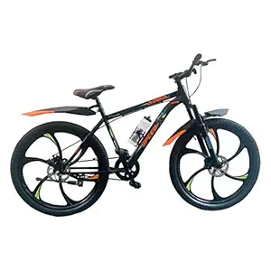 ADDO Bikes Speed-X MAG, 26T, Single Speed, Unisex Adult Cycle/City Bike, Height- 5ft 11inch, 2.35 Tyres, Dual Disc Brakes with Bottle and Bottle cage (Black, Ideal for 14+ yrs)