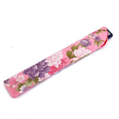 Gazechimp Vintage Chinesische Spitzen Faltfächer Fächer Handfächer Weiß+Chinesische Schutztasche Beutel Rosa - 4