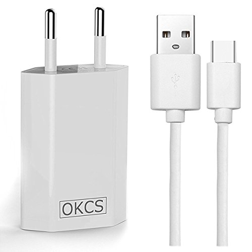 Ladekabel Netzteil Set - Ladekabel 2M Typ C 3.1 - OKCS - USB Netzteil für Galaxy S8 / S8+, Nokia Lumia, Google Nexus etc. - Weiß