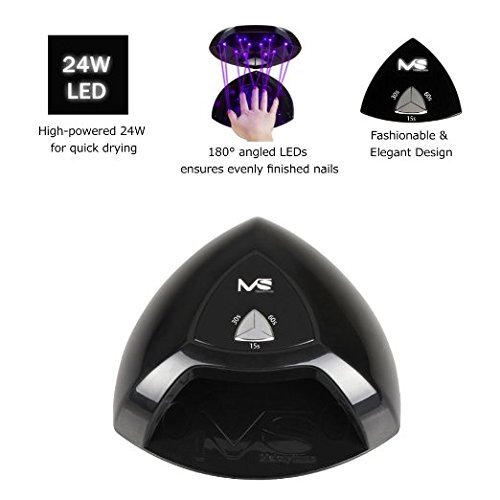 MelodySusie® High Quality Portable 24W LED Lamp Light Acrylic Nail Dryer CURING Light Quick Dry, with Timmer Setting 15s/30s/60s (Black)