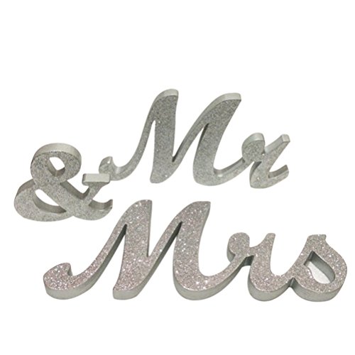ULTNICE Mr Mrs Holz Buchstaben Hochzeit Dekoration Hochzeitsgeschenk Set (Silber)