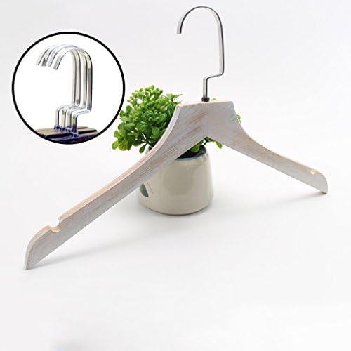 Meters Made old white vintage wooden hanger brushed solid wood hanging clothes (Set of 5)