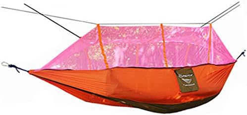 UKGOOD Double Portable Ultra Strong 210T Parachute Nylon Fabric Hammock Mosquito Net~~Lightweight,Compact and Reversible Design with Inset free Net~~Great choice for travelling,Camping,Hiking,Beach or Yard etc. (Orange)