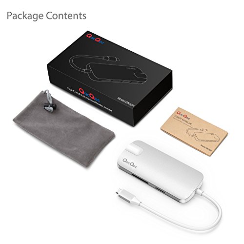 USB C Hub QacQoc USB C Adapter mit Typ C Ladeanschluss, HDMI Port, Gigabit LAN, SD-Kartenleser, Micro SD-Kartenleser, 3 USB 3.0 Port für Typ C Geräte wie MacBook, MacBook Pro, Google Chromebook (Silber) - 7