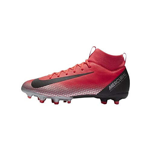 Nike Jr Sfly 6 Academy GS Cr7 FG/MG, Chaussures de Football Mixte Enfant, Multicolore (Bright Crimson/Black-Chrome-Dark Grey 600), 36 EU