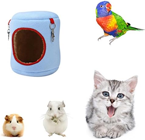 1 PCS Cute Hamster Squirrel Winter Warm Cotton Hammock Toy Pet Rat Hanging Bed Small Animal Cage (XL, blue)