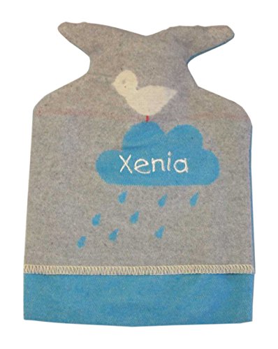 Fussenegger Baby-und Kinderwärmflasche mit Ihrem Wunschnamen bestickt in verschiedenen Motiven, ideales Geschenk zur Geburt, Taufe, Ostern und Weihnachten