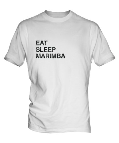 Eat Sleep Marimba Mens White T-Shirt Top, Size Large, Colour White