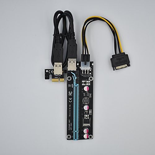 6PCS PCI-E 1X 2X 4X 8X 16X Adapter Converter Powered Riser Adapter Card w/ 60cm,USB 3.0 Riser Card Cable 6PIN for Bitcoin Mining BTC Miner. (6PCS)(Black)