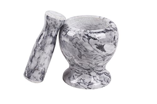 Edler Mörser aus weißem Marmor (Ø x H): ca. 10 x 11 cm, Innendurchmesser ca.7 cm, ca.1,5 kg, auch als edles Geschenk geeignet