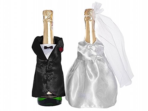 Flaschen-Kleidung Brautpaar für Champagnerflaschen, 1 Paar