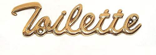 Toilet Sign Toilet Sign with German Phrase "Toilette / Polished Brass