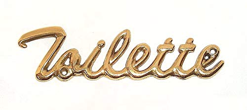 Toilet Sign Toilet Sign with German Phrase "Toilette / Polished Brass