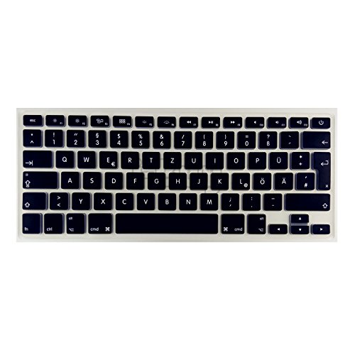 i-Buy QWERTZ Silikon Tastaturschutz Tastenschutz Kratzschutz für MacBook Air Pro 13" 15"[deutsche Tastenfolge],Keyboard Cover- Schwarz
