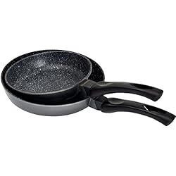 Kitchen Pro - Lot de 2 Poêles en Pierre Tous Feux Dont Induction + 2 disques Anti-Rayures (Poêles en Pierre 20-24 cm)