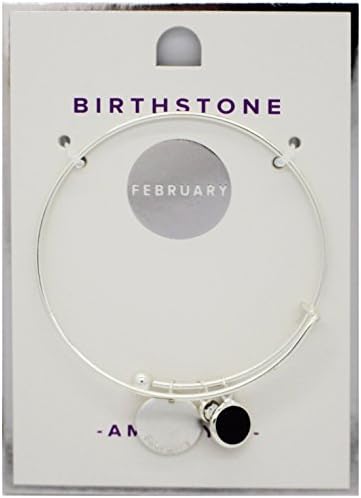 Birthstone Bracelet Bangle Pendant Crystal Gold Silver Plated Jewellery for Women (February)