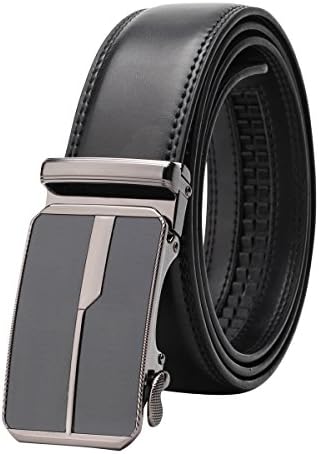 Men's Adjustable Leather Ratchet Belt Automatic Buckle