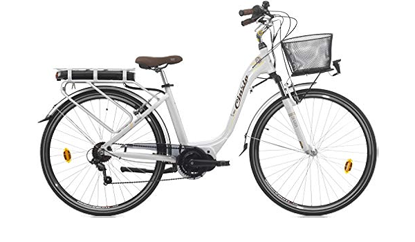 Bicicletta elettrica da donna Cinzia Sfera, 28 pollici, con motore  centrale, colore: bianco : Sport e tempo libero